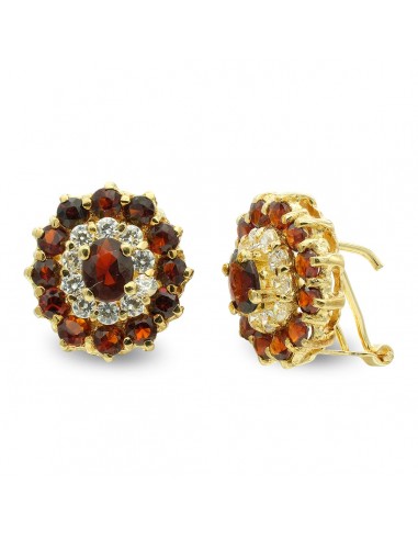 18K PENDIENTES ORO AMARILLO OVAL CON CIRCONITA CIERRE OMEGA