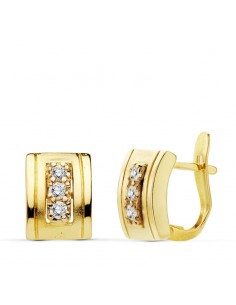 18K PENDIENTES ORO AMARILLO CON CIRCONITA 11X9 MM CIERRE CATALAN