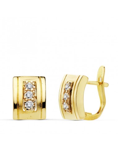 18K PENDIENTES ORO AMARILLO CON CIRCONITA 11X9 MM CIERRE CATALAN