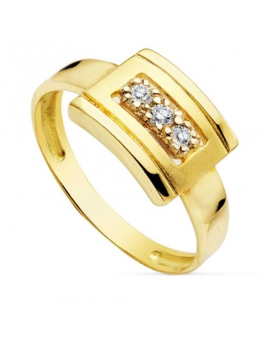 18K SORTIJA ORO AMARILLO MOTIVO RECTANGULAR CON CIRCONITAS. ANCHO: 8 5 MM