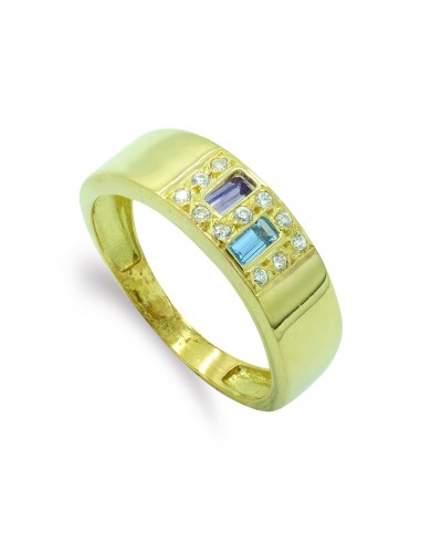 18K SORTIJA ORO AMARILLO CON CIRCONITA DE COLORES. ANCHO: 6 5 MM