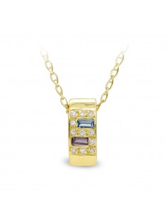 18K GARGANTILLA ORO AMARILLO CON DOS PIEDRAS COLOR RECTANGULARES