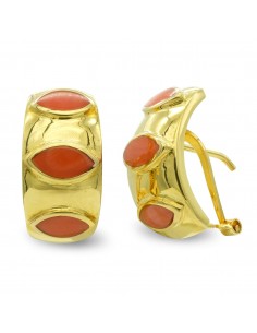 18K PENDIENTES ORO AMARILLO CORAL FINO CIERRE OMEGA