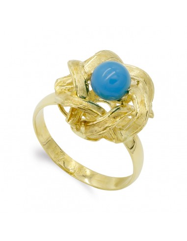 18K SORTIJA ORO AMARILLO RAMAS Y TURQUESA 6MM. ANCHO: 15MM