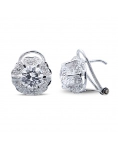18K PENDIENTES ORO BLANCO CON CIRCONITA EN GARRAS CIERRE OMEGA