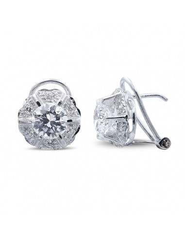 18K PENDIENTES ORO BLANCO CON CIRCONITA EN GARRAS CIERRE OMEGA