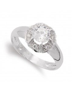 18K SORTIJA ORO BLANCO CON CIRCONITA Y GARRAS. ANCHO: 11 MM