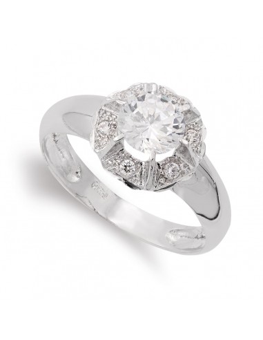 18K SORTIJA ORO BLANCO CON CIRCONITA Y GARRAS. ANCHO: 11 MM