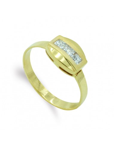 18K SORTIJA ORO AMARILLO CON CIRCONITA TALLA BAGUETTE. ANCHO: 7 5 MM