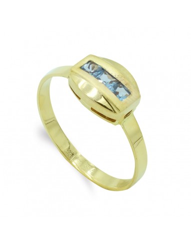 18K SORTIJA ORO AMARILLO CON CIRCONITA AGUAMARINA TALLA BAGUETTE. ANCHO: 7 5 MM