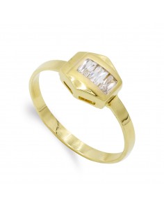 18K SORTIJA ORO AMARILLO CON CIRCONITA TALLA BAGUETTE. ANCHO: 8 5 MM