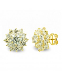 18K PENDIENTES ORO AMARILLO GARRAS CON CIRCONITA CIERRE PRESION
