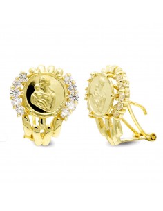 18K PENDIENTES ORO AMARILLO MADRE. 18X15 MM CIERRE OMEGA