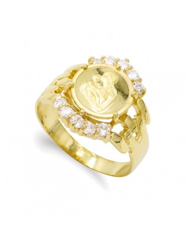 18K SORTIJA ORO AMARILLO MONEDA MADRE CON CIRCONITAS. ANCHO: 16 MM