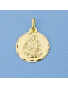18K MEDALLA VIRGEN DEL CARMEN TALLADA 18 MM