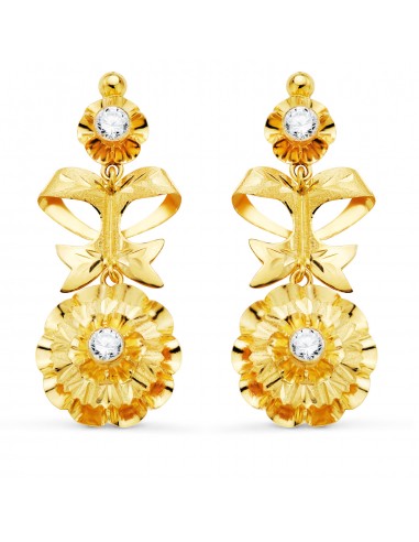 18K PENDIENTES ORO AMARILLO CUBANAS CON CIRCONITA 40X14 MM CIERRE CATALAN