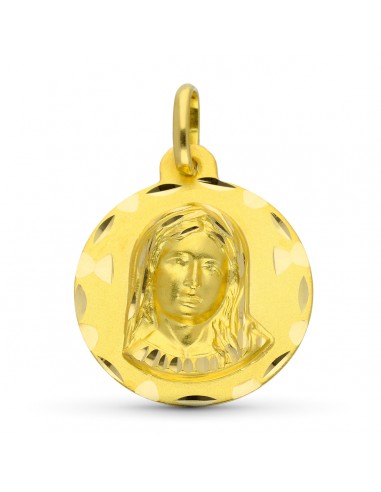 18K MEDALLA ORO AMARILLO VIRGEN NIÑA TALLADA. 18 MM.