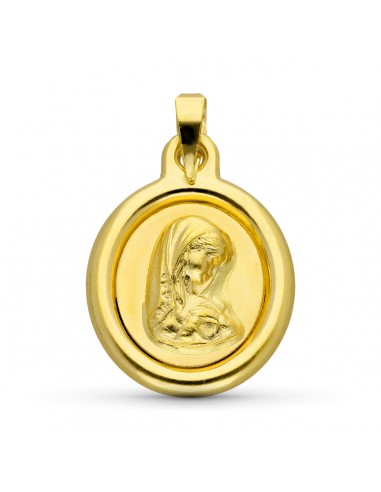 18K MEDALLA ORO AMARILLO VIRGEN NIÑA. 22 X 16 MM