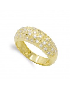 18K SORTIJA ORO AMARILLO MACIZA CON CIRCONITAS. ANCHO: 8 5 MM