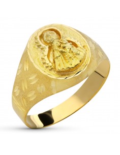 18K SELLO ORO AMARILLO HUECO VIRGEN DE LA ESTRELLA OVAL. ANCHO: 13 MM