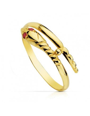 18K SORTIJA SERPIENTE ORO AMARILLO 1 VUELTA RUBI