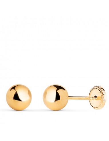 9K PENDIENTES ORO AMARILLO BOLAS LISAS 6 MM CIERRE TUERCA