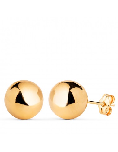 9K PENDIENTES ORO AMARILLO BOLA LISA 10 MM CIERRE PRESION