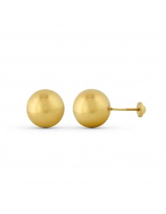9K PENDIENTES ORO AMARILLO BOLA LISA 12MM TUERCA