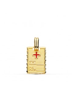 9K PLACA CHAPA COLGANTE ORO AMARILLO GRUPO SANGUINEO RH. MEDIDA: 16X11 MM