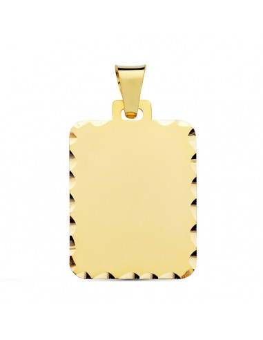 9K PLACA CHAPA ORO AMARILLO RECTANGULAR MATE BORDES TALLADOS. 28X20 MM