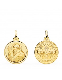 9K ESCAPULARIO ORO AMARILLO SAN BENITO BISEL 18 MM