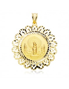 9K MEDALLA ORO AMARILLO CERCO VIRGEN PILAR 36 MM