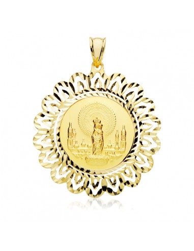 9K MEDALLA ORO AMARILLO CERCO VIRGEN PILAR 36 MM