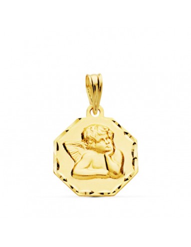 9K MEDALLA ORO AMARILLO ANGELITO BURLON OCTOGONAL 15X15 MM