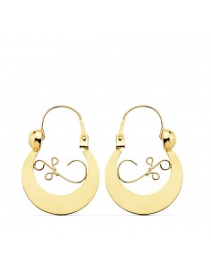 9K PENDIENTES AROS ORO AMARILLO CRIOLLAS CANARIA 9K 24X17 MM