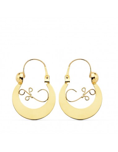 9K PENDIENTES AROS CRIOLLAS ORO AMARILLO 17X13 MM