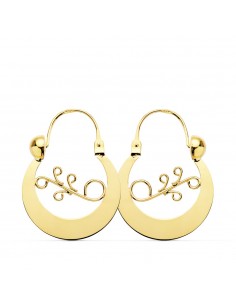 9K PENDIENTES ARO CRIOLLAS ORO AMARILLO CANARIA 24X20 MM CIERRE GANCHO