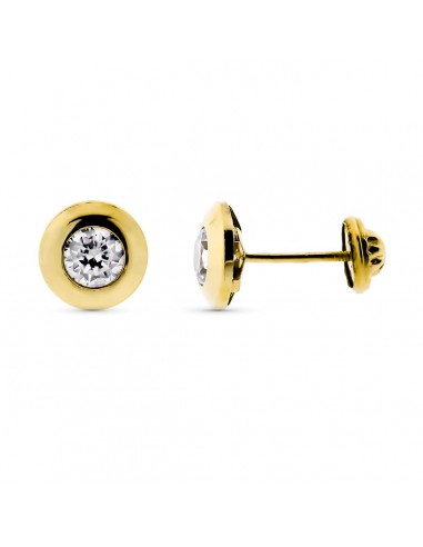 9K PENDIENTES ORO AMARILLO CHATON CIRCONITA 4 MM. ANCHO: 7 MM CIERRE TUERCA
