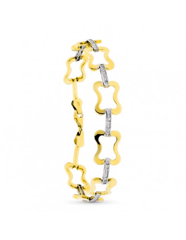 9K PULSERA ORO BICOLOR CON CIRCONITA 19CM