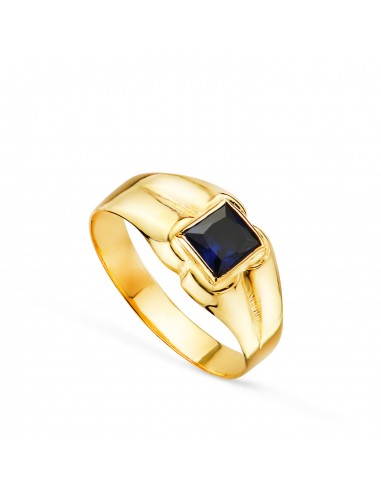 9K SOLITARIO ORO AMARILLO PEQUEÑO BEBE O MEÑIQUE CIRCONITA AZUL CUADRADA 3.5MM