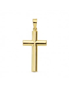 9K CRUZ ORO AMARILLO LISA PALO OVAL. 25X15 MM