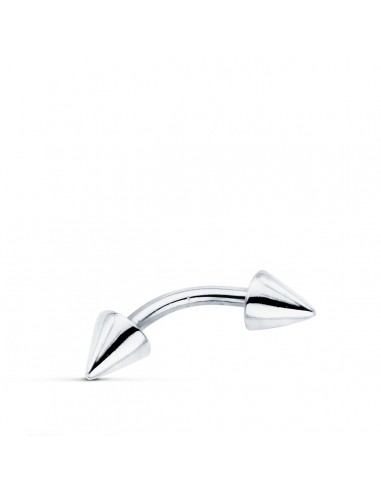 9K PIERCING ORO BLANCO DE CEJA CON DOS PINCHOS. 15X4 MM