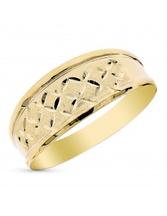 9K SORTIJA ORO AMARILLO ESTAMPADA ACABADO DIAMANTADO ANCHO TOTAL 9 MM