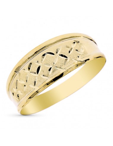 9K SORTIJA ORO AMARILLO ESTAMPADA ACABADO DIAMANTADO ANCHO TOTAL 9 MM