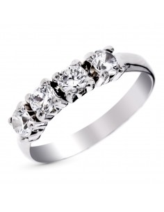 9k SORTIJA ORO BLANCO CON CIRCONITAS EN GARRAS. ANCHO: 4 MM