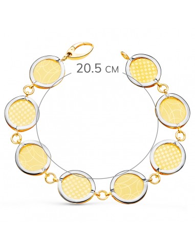 18K PULSERA ORO BICOLOR ESLABONES REDONDOS DISEÑOS MATIZADOS. 20,5 CM.