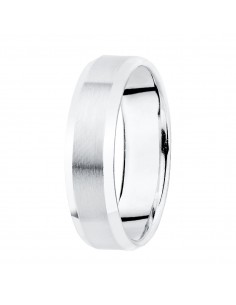 18K ALIANZA ORO BLANCO MATIZADA Y BORDES BRILLO. 5 MM.