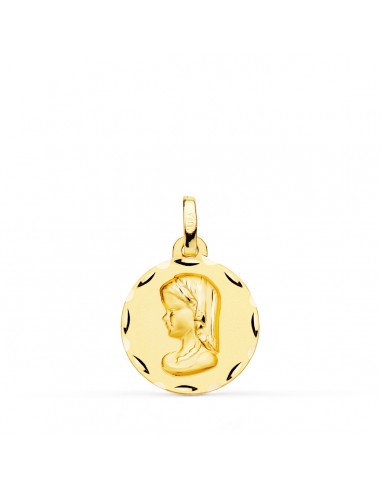 9K MEDALLA ORO AMARILLO VIRGEN NIÑA PERFIL TALLADA. MEDIDA: 16 MM