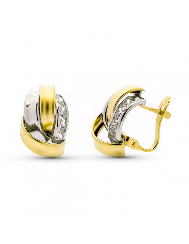 9K PENDIENTES BANDAS ORO BICOLOR CARRIL CIRCONITA 15X10 MM CATALAN