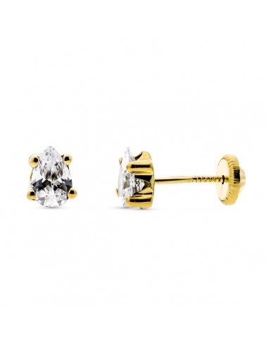 9K PENDIENTES ORO AMARILLO GARRAS TALLA LAGRIMA 6X4 MM CIERRE TUERCA